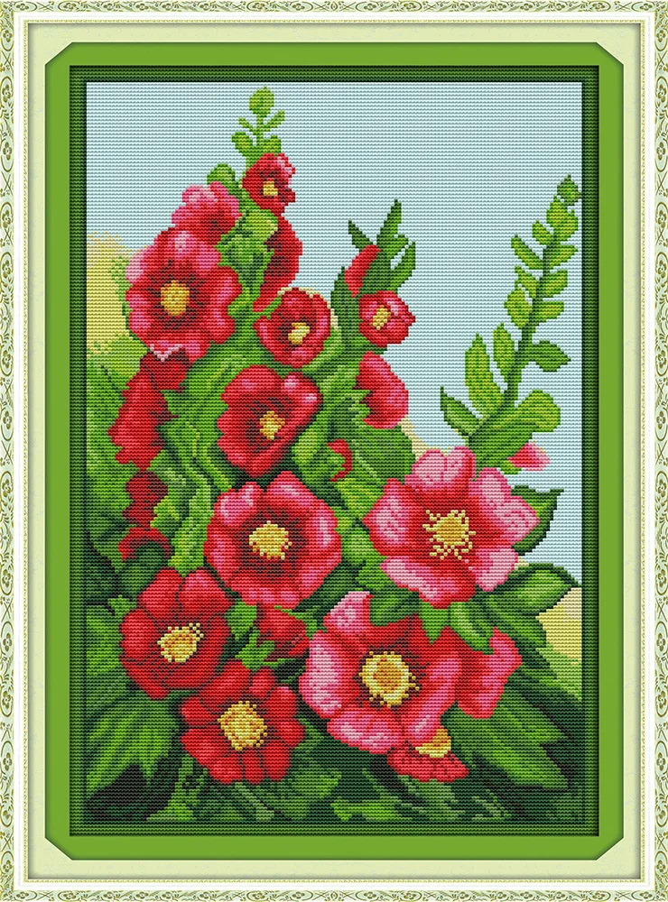 

Joy Sunday Bright Malvie poppy flowers DMC threads Counted Cross Stitch Kits printed Cross-stitch set Embroidery Needlework