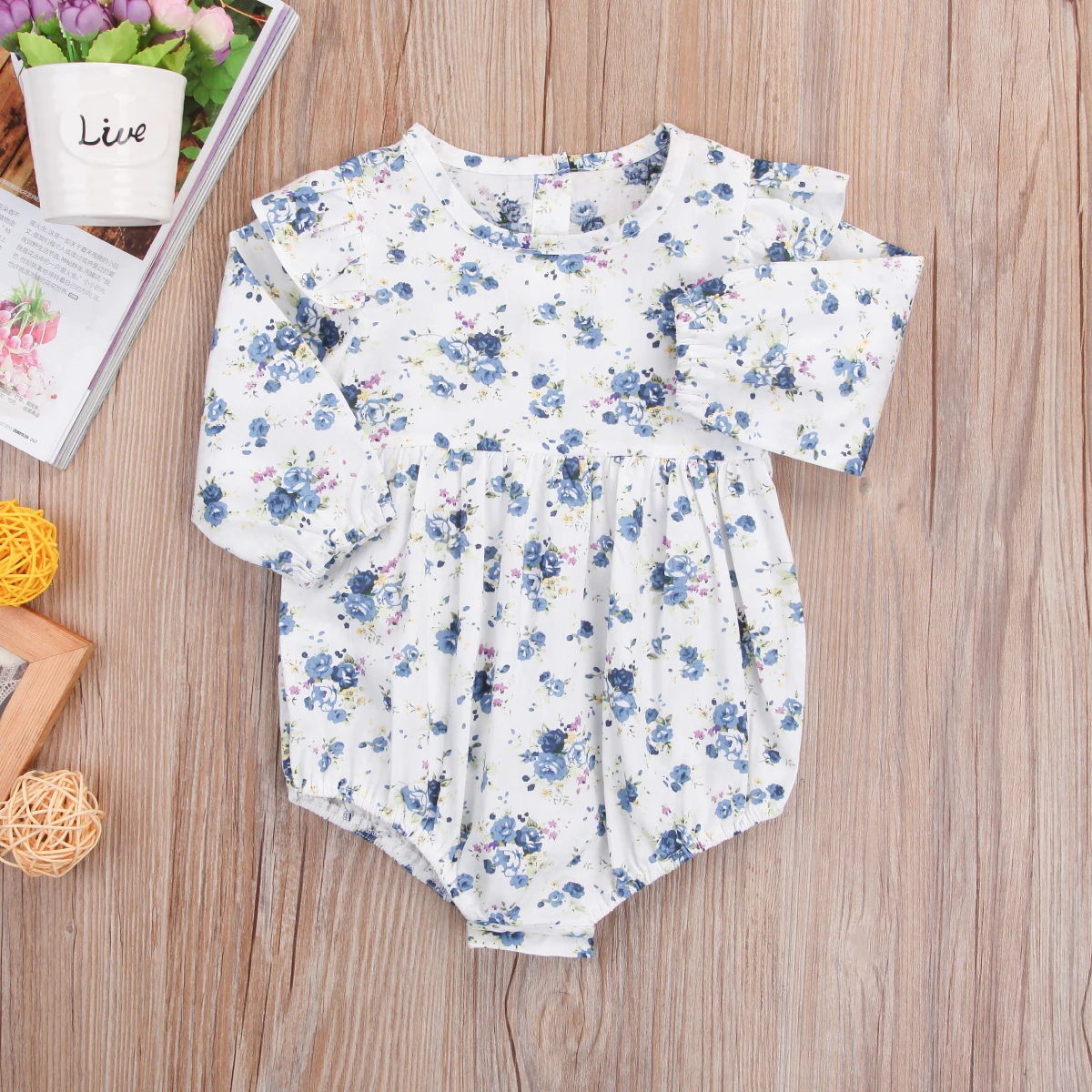 Pudcoco 2018 جديد طفلة رومبير الربيع الوليد الرضع طفل بنات الزهور الكشكشة رومبير القطن بذلة sunsuit وتتسابق