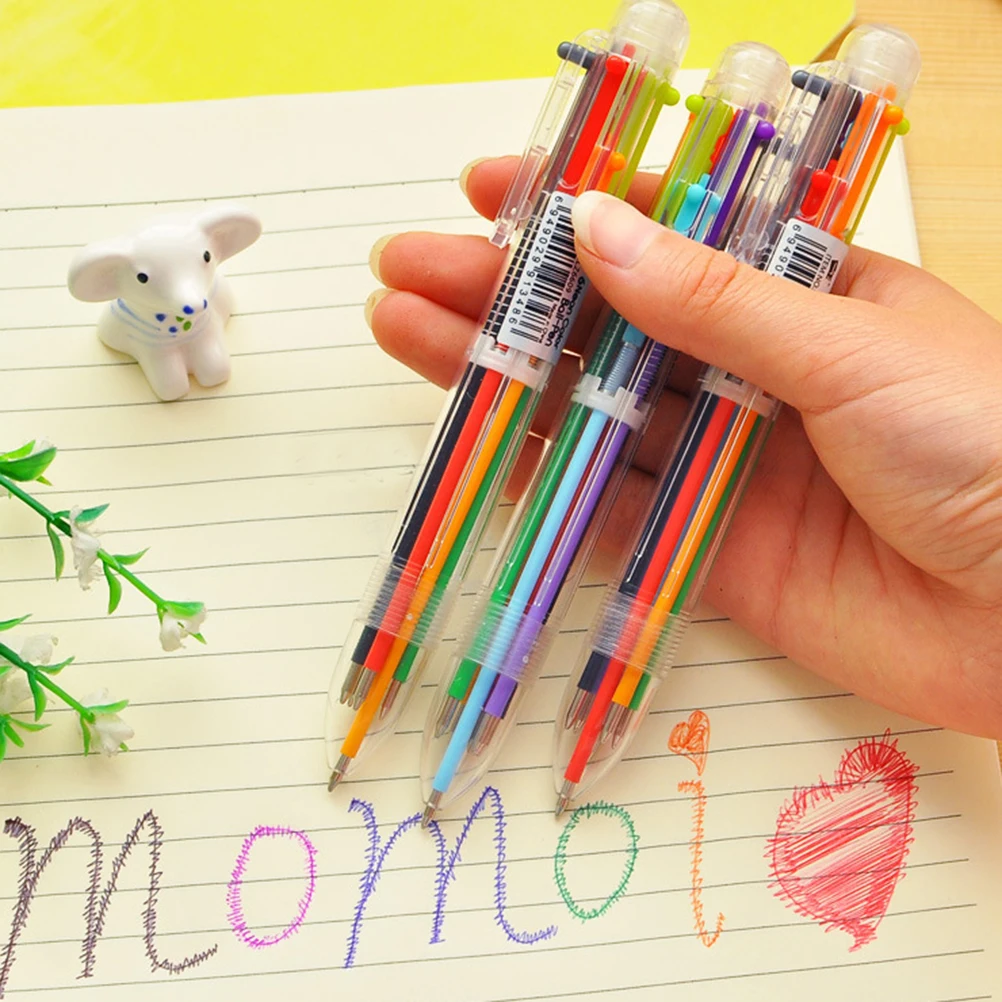 

2017 Newest Plastic Multifunction Push Type Six-Color Ballpoint Pen Colorful Drawing Tools