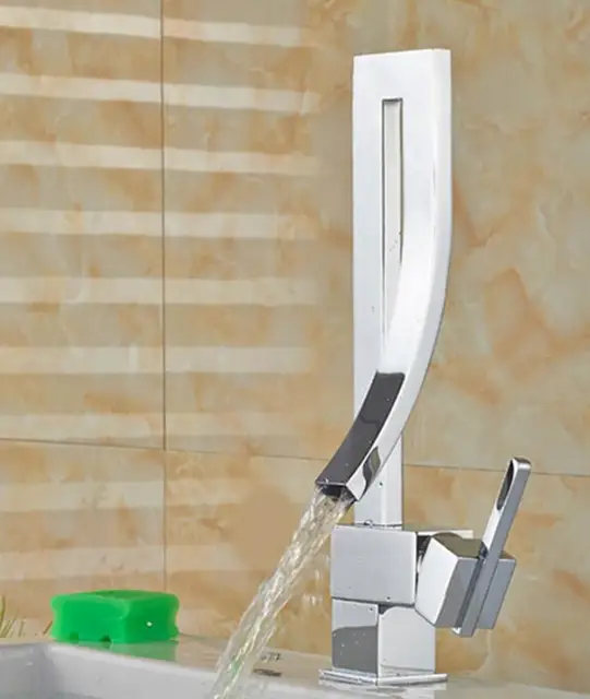 Modern Stylish Kitchen Faucet Hot And Cold Water Unique Bend Deck
