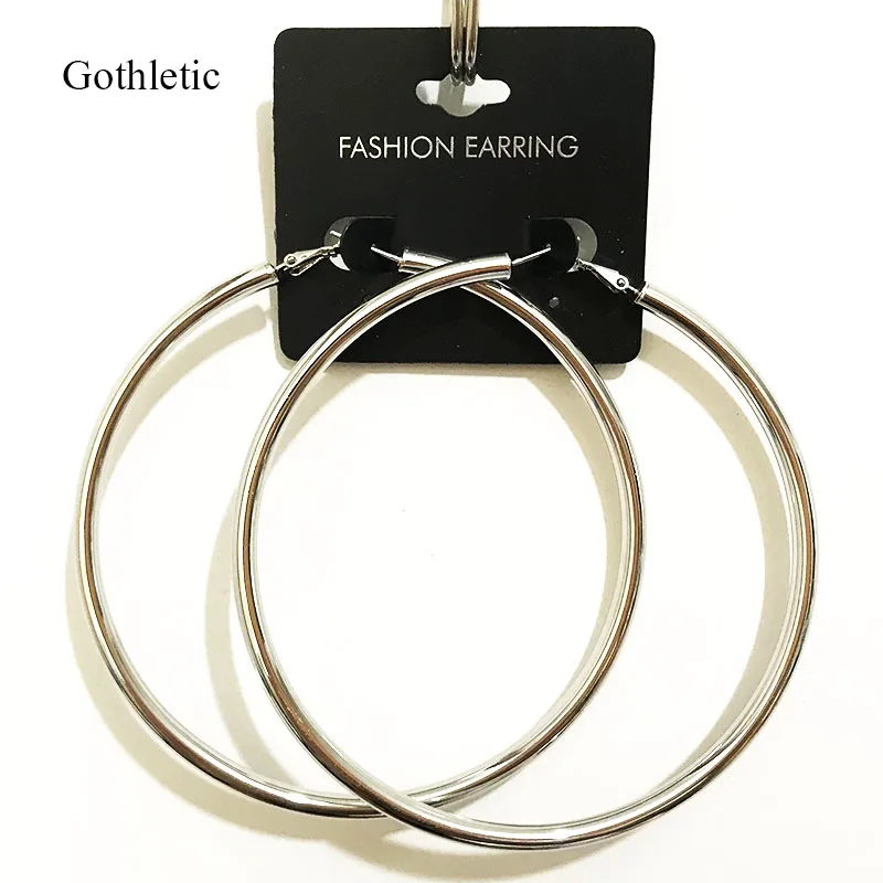 

Gothletic Gold/Rhodium Color 90MM Big Hoop Earrings 4MM Thick Copper Tube Round Circle Earrings for Women Brincos Jewelry