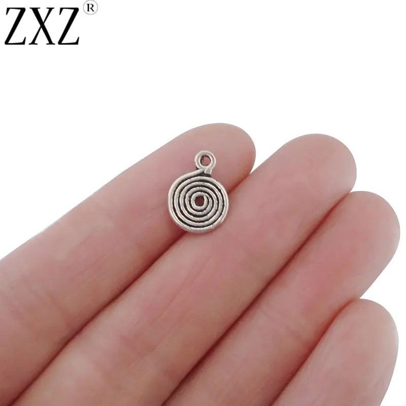 ZXZ 30pcs Spiral Swirl Vortex Round Charms Pendants Beads for Jewelry Making Findings 13x10mm ZXZ 30pcs Spiral Swirl Vortex Round Charms Pendants Beads for Jewelry Making Findings 13x10mm