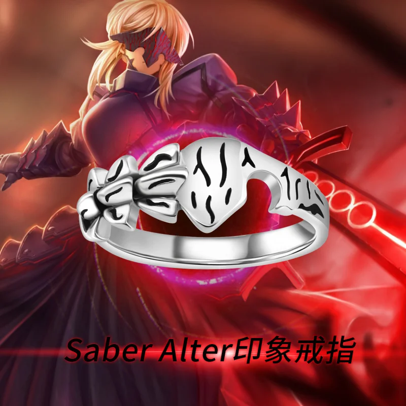 Аниме игра Fate Grand Order Black Saber Alter кольцо из стерлингового серебра 925 пробы косплей