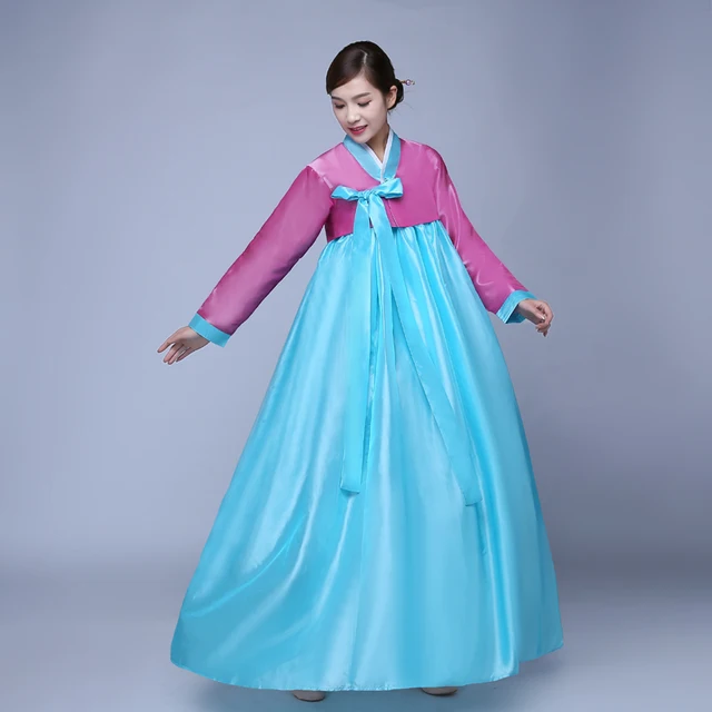 Multicolor Traditional Korean Hanbok Dress Female Korean Folk Stage ...