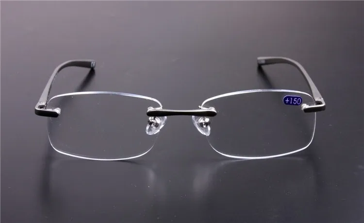Алюминиевые магниевые качественные очки без оправы для чтения мужские оправы женские очки для чтения серая оправа прозрачные линзы