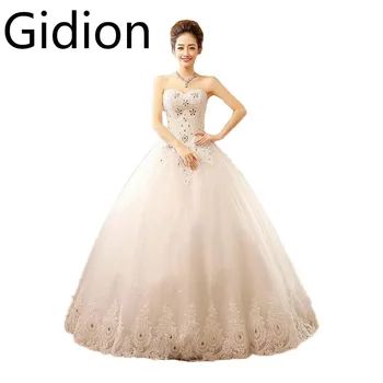 

Cheap wedding dresses 2017 lace appliques heavily beading ball gown wedding dress princess puffy long elegant bride dresses
