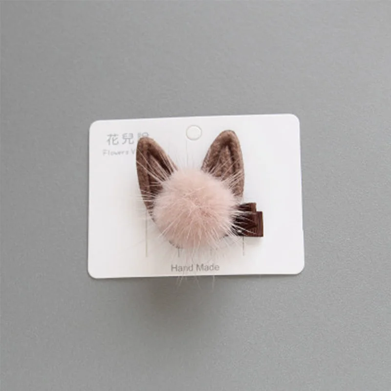 Hair Clip 9 Детская веревка для волос, заколки для волос в виде животных, кошачьи ушки, жемчужные пушистые шарики, длинные заячьи ушки, 5 цветов, 1 шт., эластичная резина - Цвет: Hair Clip 9