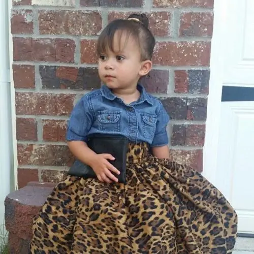 New Style Kids Baby Girl Denim Shirt Blue Jeans Blouse+Long Leopard