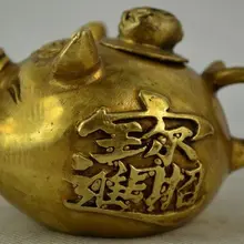 Старый оформлен Ручная Медь вырезать богатая свинья Форма специальные Лаки прекрасный Чай горшок