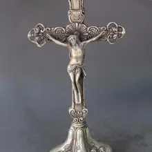 1" Китайский серебряный христианский Иисус Бог человек распятие руд Распятие Крест
