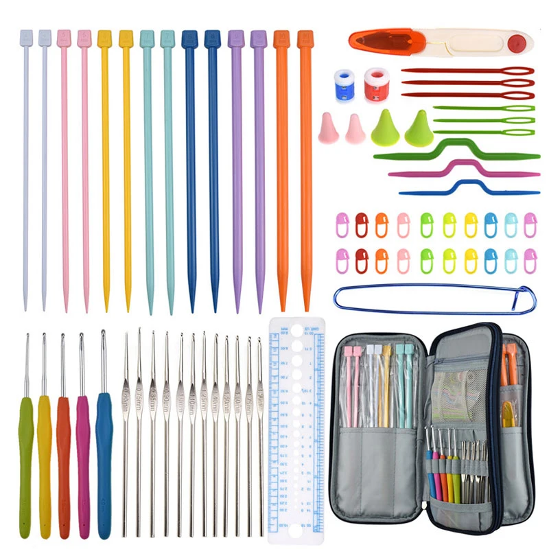 

11 Pcs 2mm-8mm KOKNIT Crochet Knitting Tools Aluminum Tunisian Crochet Hooks Set with Case Hooks and Sewing Accessories For Mom