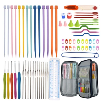 

11 Pcs 2mm-8mm KOKNIT Crochet Knitting Tools Aluminum Tunisian Crochet Hooks Set with Case Hooks and Sewing Accessories For Mom