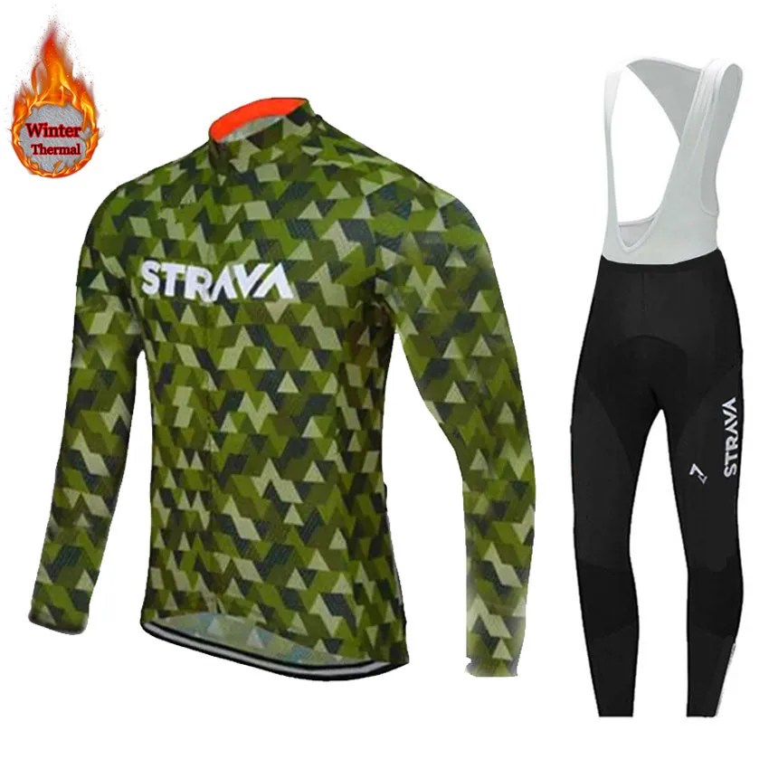 Уличная зимняя ветрозащитная теплая велосипедная одежда STRAVA с длинным рукавом, Майо Ropa Ciclismo, Мужская велосипедная Джерси, набор - Цвет: 5
