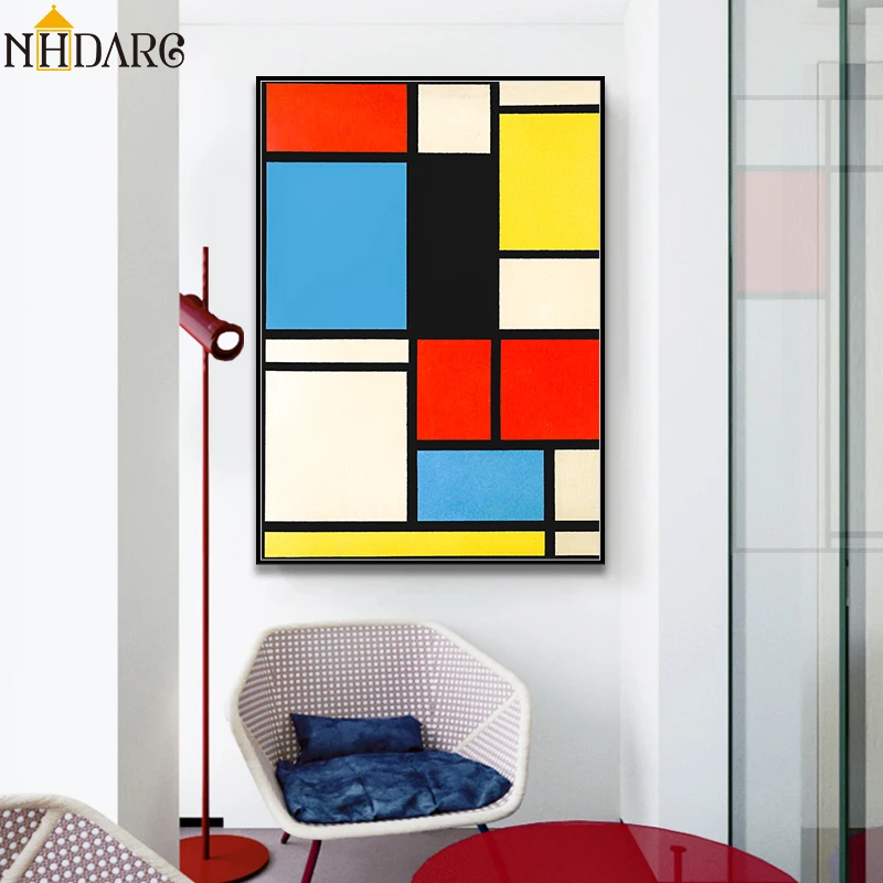 Классический художественный постер Piet Cornelies Mondrian красный синий желтый