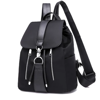 

2019 New Nylon Zipper Women Backpack School Bags for Teenager Girls Lock Design Black Femme Mochila Female Backpack Fashion