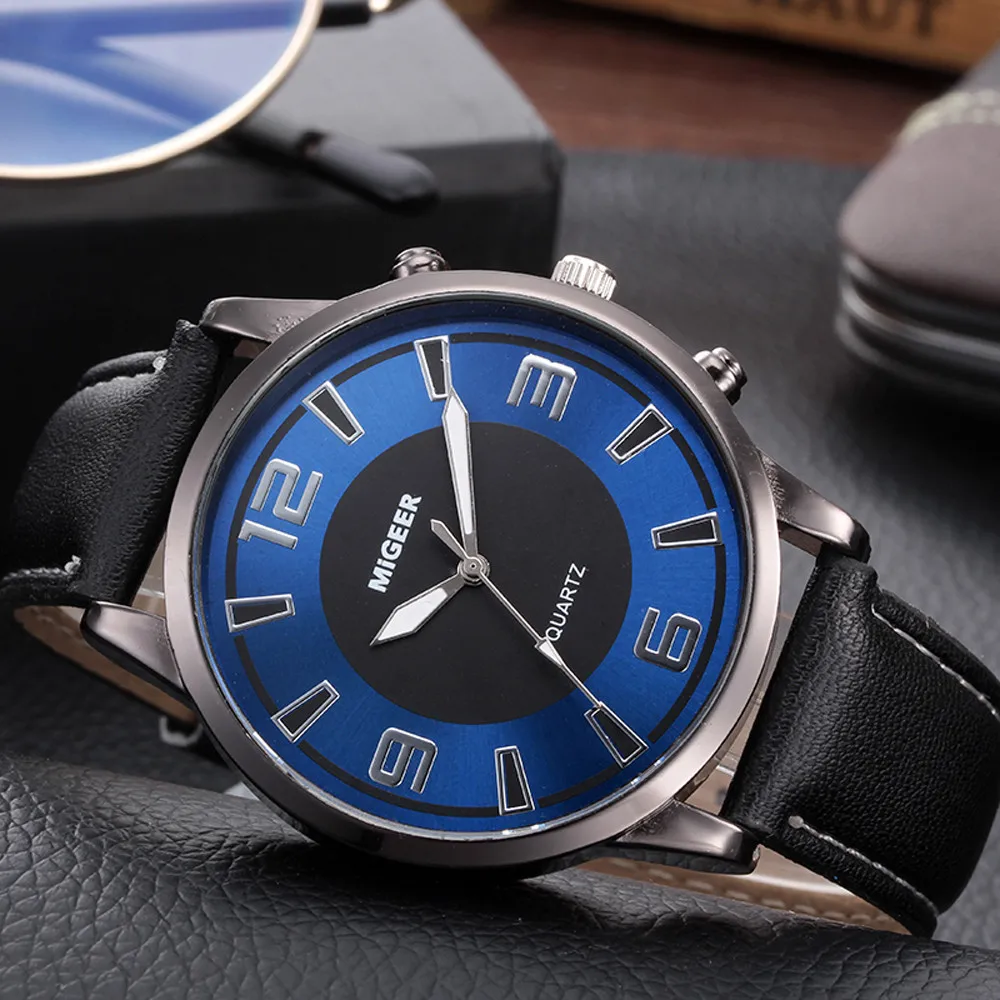 

Retro Design Leather Band Analog Alloy Quartz Wrist Men's watch Wrist Party decoration suit Dress Watch gifts male man boyfriend