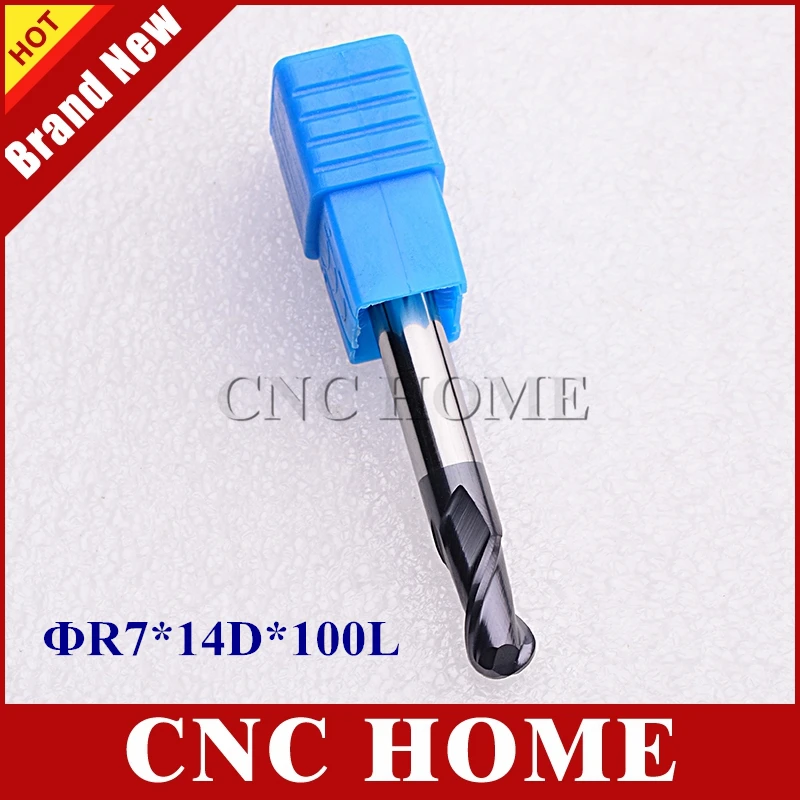 1pc HRC45 R7 14mm 2 Flutes Ball Nose End Mills Tungsten Solid Carbide Coated CNC Milling Cutter Engraving Bits Router Bit | Инструменты