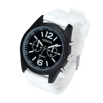 

Fashion Lady Analog Alloy Stainless Steel Dial Watch Geneva Fashion Monochrome Silicone Watch Quartz Movement Watch #W
