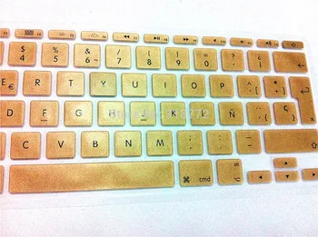 

For Apple MacBook Air 11.6 inch 11" EU Metallic Gold Spanish UK EU Silicone Keyboard Cover Skin Protector For Mac book 11" 11.6