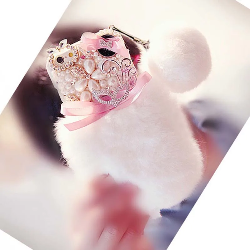 imágenes para Pelo Real Rex Rabbit Fur Para Samsung Galaxy S6 S8 Plus borde plus borde S3 S4 S5 S8 S7 Diamante Capa coque pompón perla Fundas imágenes para Pelo Real Rex Rabbit Fur Para Samsung Galaxy S6 S8 Plus borde plus borde S3 S4 S5 S8 S7 Diamante Capa coque pompón perla Fundas