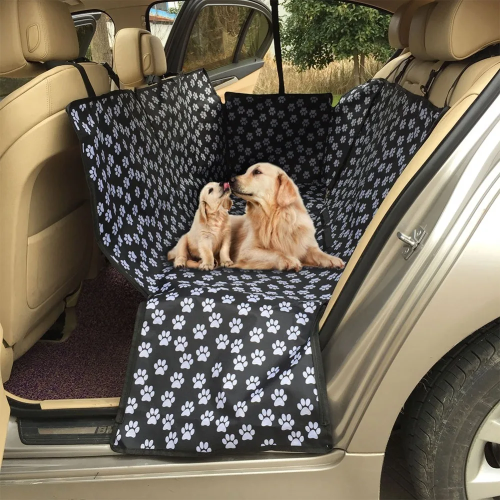 

Pet Carriers Oxford Fabric Paw Pattern Car Pet Seat Cover Dog Car Back Seat Carrier Waterproof Pet Mat Hammock Cushion Protector