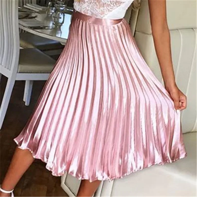 Женская Повседневная юбка в складку с высокой талией Миди летние праздничные юбки Vestidos Verano Sukienka летние женские