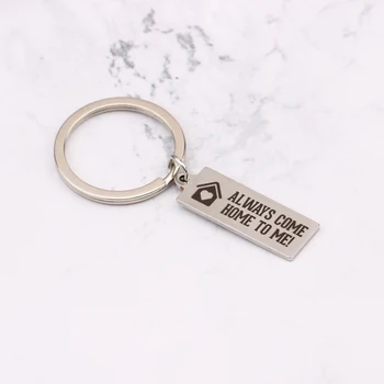

Love Gift Keychain Set World Popular Engraved Pendant Key Rings Couples Square Key Tags Always Come Home To Me Lovers Charms