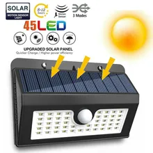 Солнечный свет уличный датчик движения безопасности двора 45 светодиодный 3 режима патио лампа