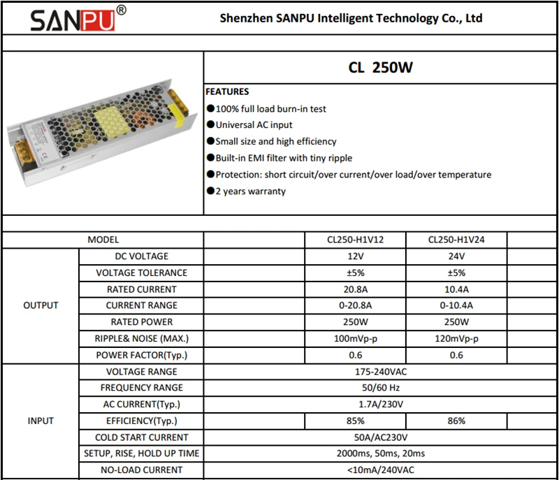 SANPU 250 W импульсный источник питания поставки единиц 12 V 20 A Светодиодный драйвер AC/DC Трансформаторы освещения для светодиоды для помещения полосы