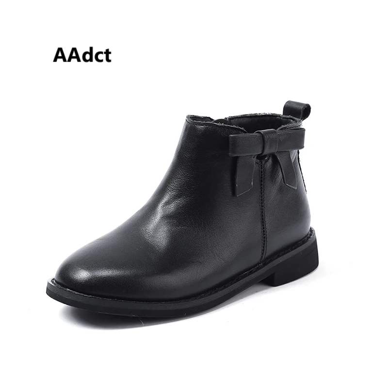 

AAdct 2018 Martin boots for girls Fashion soft kids boots Autumn and Winter new children boots Genuine leather warm cotton