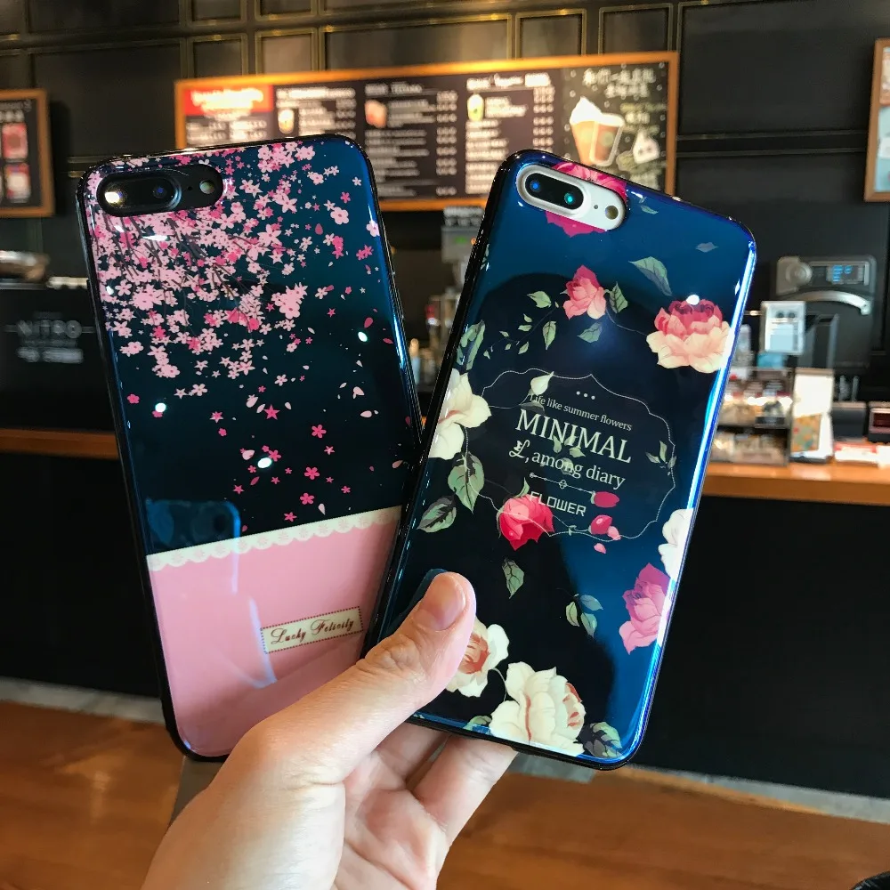Чехол Синий луч для Apple iPhone 7 8X6 6s Plus 8 TPU Мягкий силиконовый чехол красивые цветы
