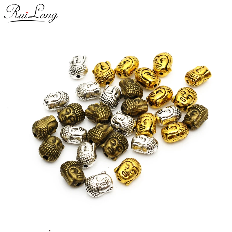 

10pcs/lot Fashion Antique bronze Silver gold-color Plated alloy Buddha head Charm Beads jewelry accessories Fit strand bracelets