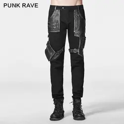 Панк рейв односторонняя активность брюки с элементами, стилизованными под кобуру и патронташ K-223