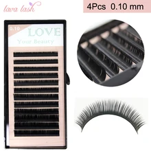 4 лотка/лот Корея Черный Материал 0,10 мм шелк искусственный накладные ресницы из норки 4 лотки/Лот смешанный лоток накладные ресницы