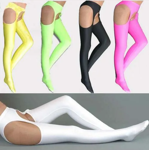 

New Adult Halloween Sexy Open Crotch Long Stockings High Quality Lycra Spandex Zentai Long Stockings 6 Colors
