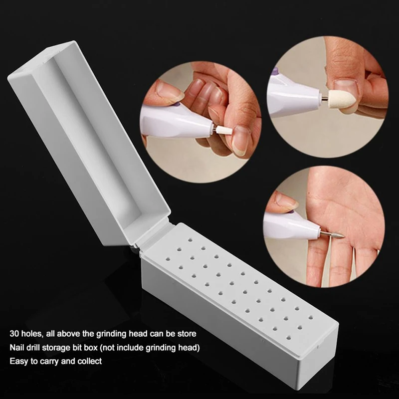 

Nail Drill Bits Holder Dustproof Stand Displayer Organizer Container 30 Holes Manicure Tools Acrylic Cover case Manicure Tools