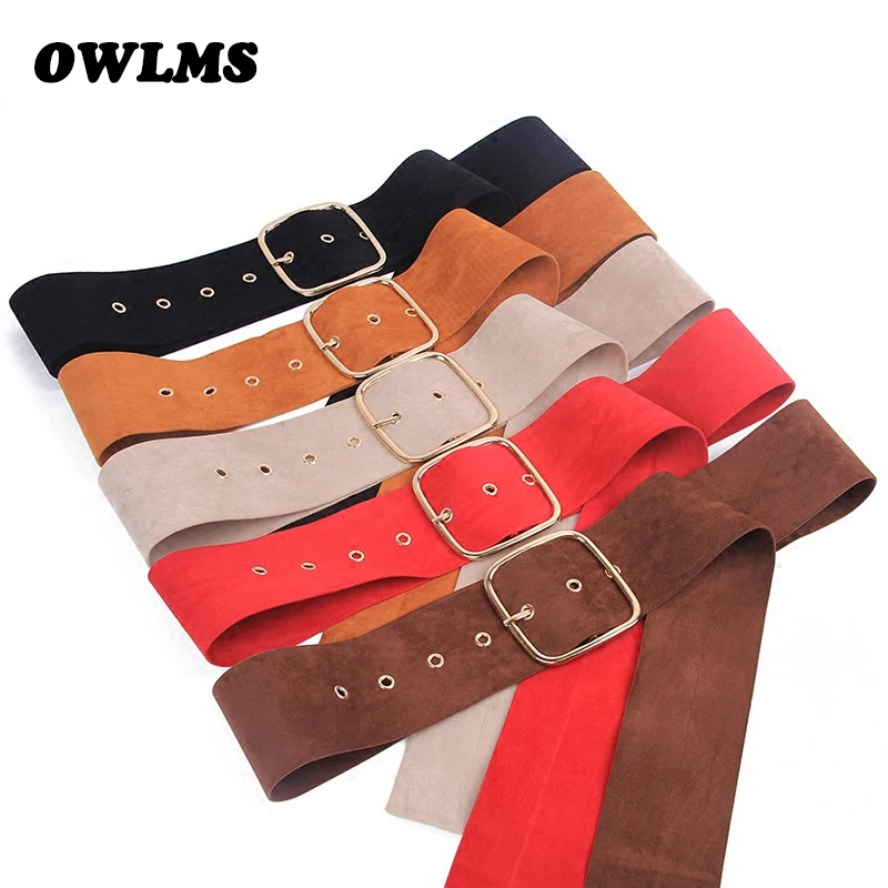 Newest brown coat belt women's belts long gold pin buckle sweater