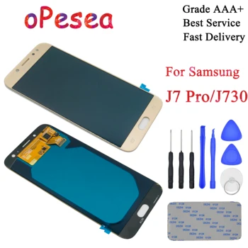 

oPesea 5.5'' AMOLED For Samsung Galaxy J7 Pro 2017 J730 J730F LCD Display Panel Touch Screen Digitizer Glass Sensor Assembly