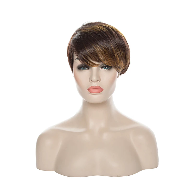 HAIRJOY красочные челки короткие прямые термостойкие синтетические волосы женские вечерние косплей парик 8 цветов - Цвет: brown