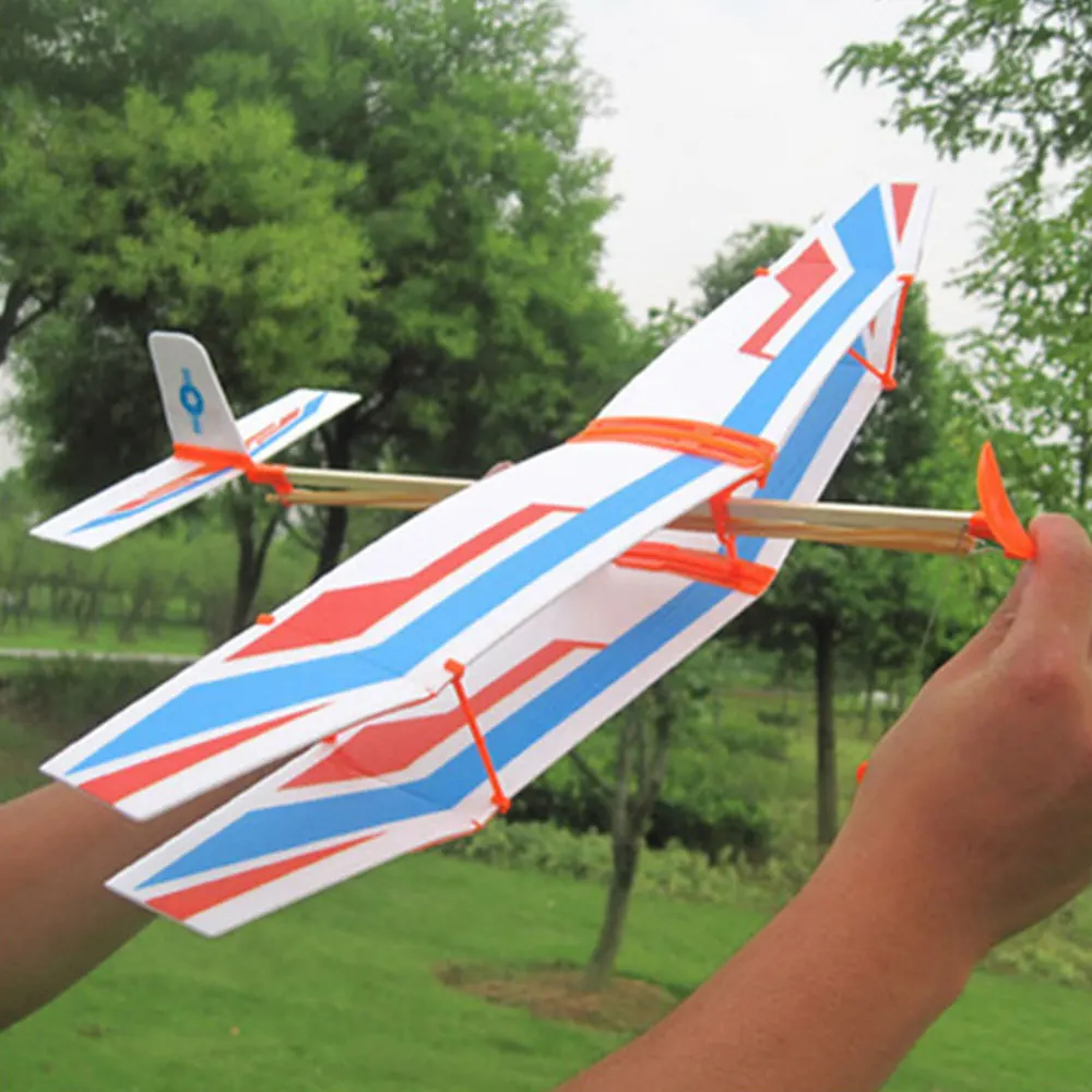 

Elastic Funny Elastic Powered Plane ABS 50cm Outdoor Foam Glider Toy Developmental Toy