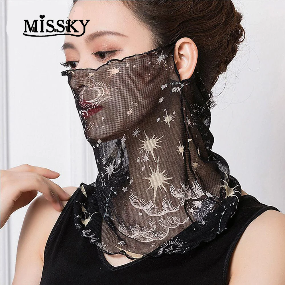 MISSKY Women Mesh Silk Scarf 100 percent pure Silk Hanger Scarf Sun