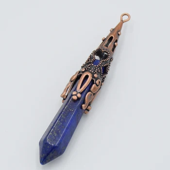 

Retro Natural Gem Stone Pendulum for Divination Wicca Birthstone Chakra Reiki Amethysts Quartzs Opal Lapis Lazuli Stone Pendants