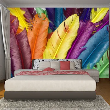 

Custom Photo Wallpaper 3D Stereo Color Feather Art Murals Living Room TV Bedroom Hotel Creative Background Wall Painting Fresco