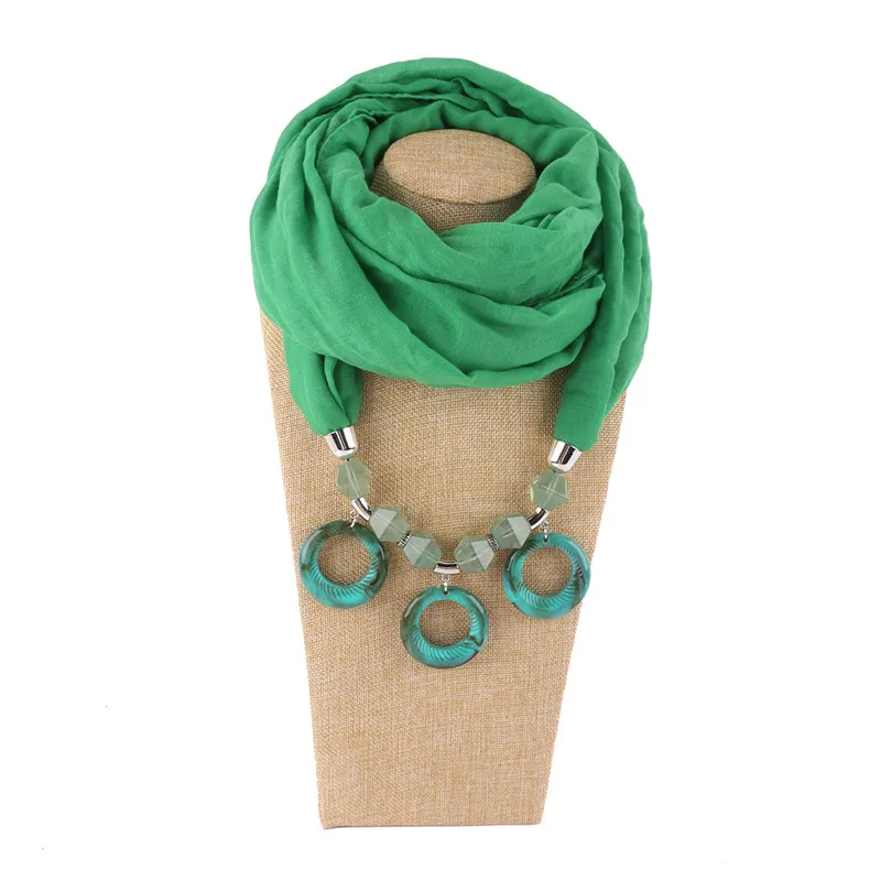RUNMEIFA новое ожерелье кулон шарф для женщин Вуаль шарф принт платок Femme Смола стекло аксессуары шарф Прямая поставка - Цвет: 3