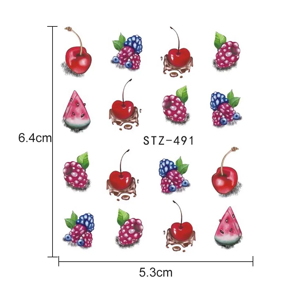 1 шт фруктовые наклейки для ногтей клубничный торт ювелирные изделия водяные наклейки для ногтей художественные наклейки слайдер акварельные DIY маникюрные LESTZ461-500