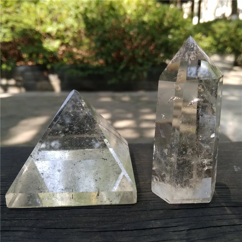 

Phantom Quartz Crystal Pyramid White Phantom Quartz Wand Kit Ghost Quartz Pyramid phantom Crystal Point Healing pyramid Gift