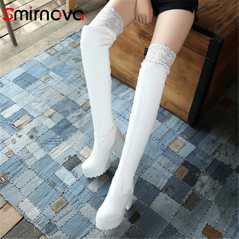 

Smirnova NEW arrive long boots 2020 ladies pu leather platform boots thigh high woman boots super high heel over the knee boots