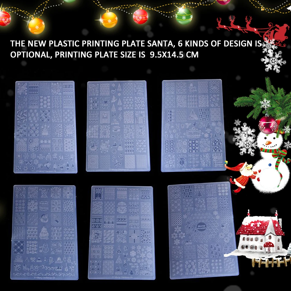 Большие размеры пластиковые штампованные пластины для ногтей Merry Chris mas Tree Deer