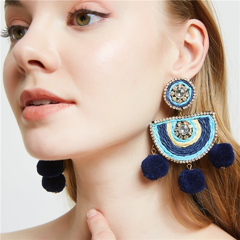 

CWEEL Colorful Big Statement Earrings For Women Long Dangle Drop Earrings Crystal Wedding Bridal Party Fashion Jewelry