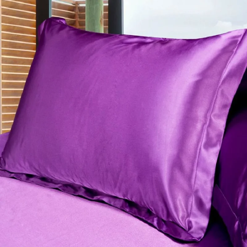 2pcs Pure Emulation Silk Satin Pillowcase Double Face Silk Satin Pillow